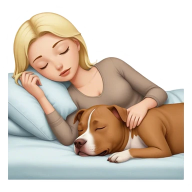 blonde girl sleeping with a brown pitbull  sticker