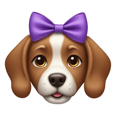 Brown cute dog with purple bow sticker