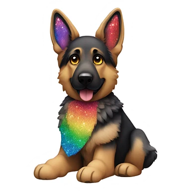 German shepherd with black and rainbow glitter fur sticker