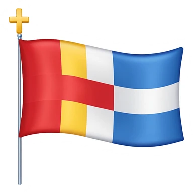 create a flag where the layout is like georgian one big cross for corner. the big cross i want is yellow and top right blue too left red bottom right red bottom left blue a big cross in the middle but iinside the flag not some other. just create georgian flag but the collors as i sayd sticker