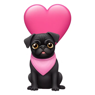 Black pug in a pink heart sticker
