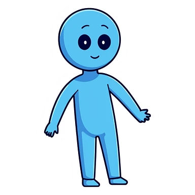 A blue person standing with a faint blue aura around them, representing poor aura. sticker
