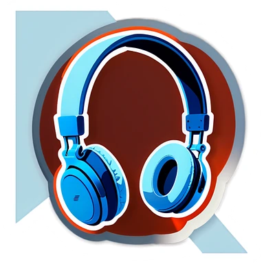 Pastel light blue headphones  sticker