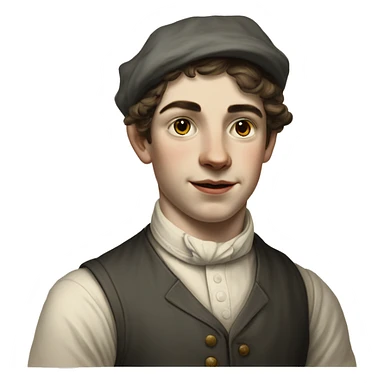 young man worker 19th century with white skin sticker