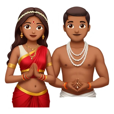 indian woman in saree and indian man in dhoti (shirtless) putting garlands on each other sticker