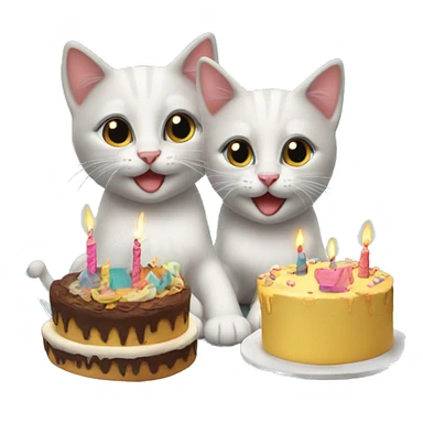 3 kittens at a birthday party sticker