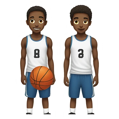 Teen twin boys with basketball and tank tops  sticker