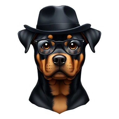 rottweiler with black hat and glasses sticker