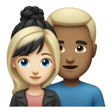 Blonde girl with blue eyes and light skinned Filipino man with black hair sticker