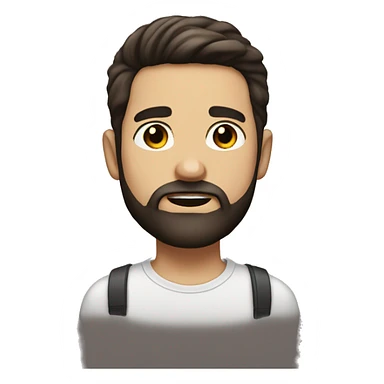 portrait of a bearded boy with dark brown hair and a side parted hair style sticker