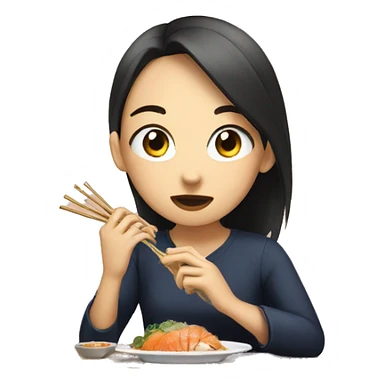 Girl eating omakase sticker