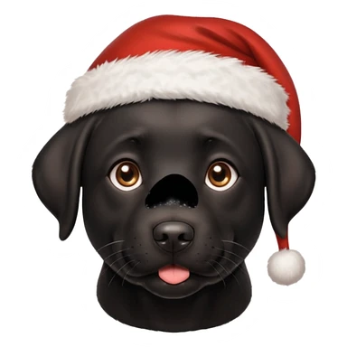 A cute, all-black Labrador Retriever, about 2 years old, wearing a Santa hat. (I need English) sticker