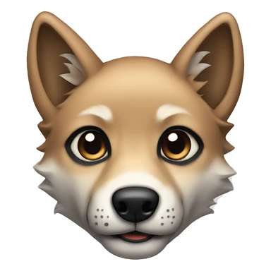 a light brown puppy-like wolf with black ears, black eyes sticker