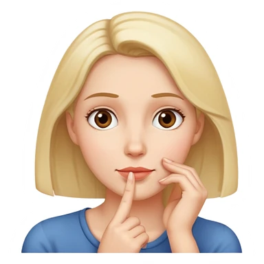 woman with hand on chin, looking up, thinking sticker