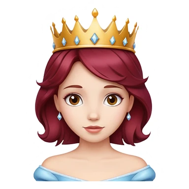 Beautiful burgundy haired girl wearing a princess crown sticker