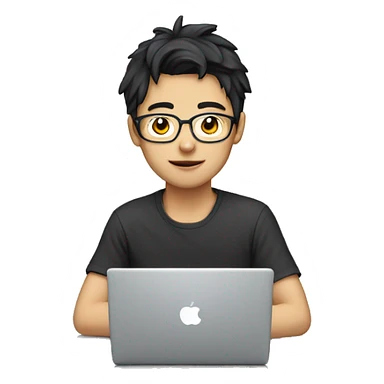 cat boy, laptop, glass, asian sticker