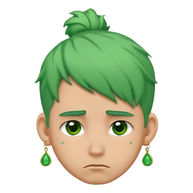  bun haired with earrings green hair guy sad sticker