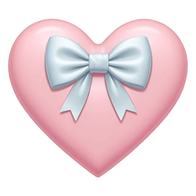 pastel pink heart with a white bow at the center sticker