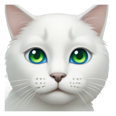 White cat with one green eye and one blue eye sticker