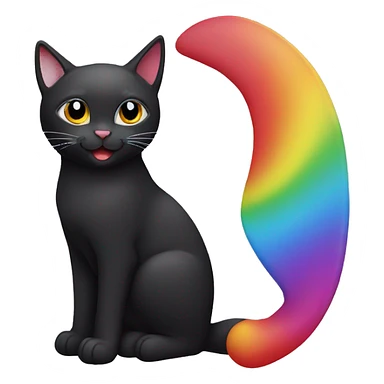 a black cat with a rainbow outline, it is wearing a red solid bandana around its neck sticker
