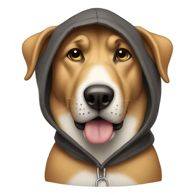 Big dog wearing a hood sticker