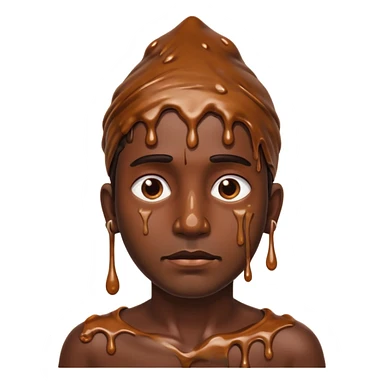 Indian man very dirty with brown slime sticker