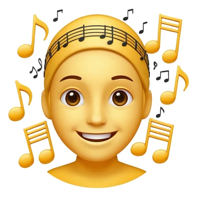 smiling character with musical notes around head sticker