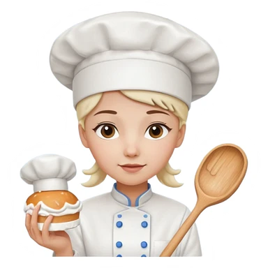 Young female baker – wearing white chef hat, holding a piping bag
 sticker