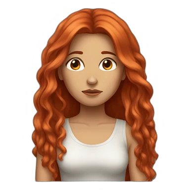 womam with long redhair sad sticker