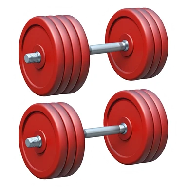 A simple dumbbell with two round weights, symbolizing fitness and strength. Minimal details, flat colors, emoji-like design. sticker