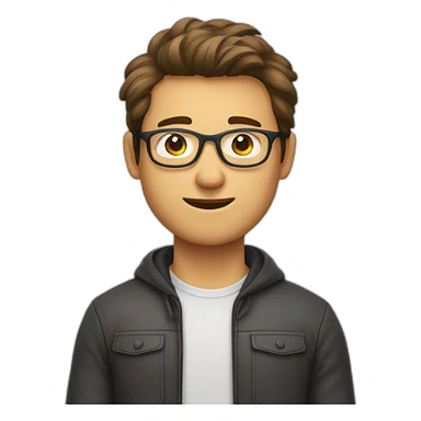 Mann , braune Haare und Brille mit Mülleimer sticker