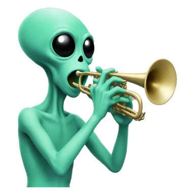 alien with trumpet sticker