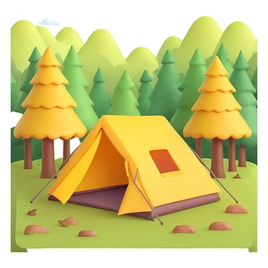 tent in a sunny forest clearing sticker