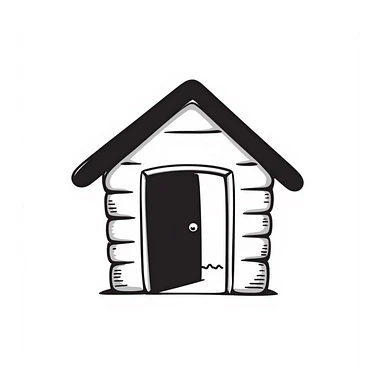 cabin with open door representing lodging sticker