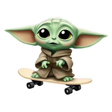 Baby yoda skateboarding sticker