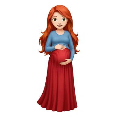 Make a girl with long red hair, pregnant with long skirt sticker