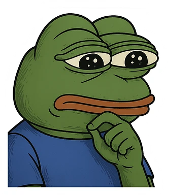 pepe the frog with a thoughtful expression sticker