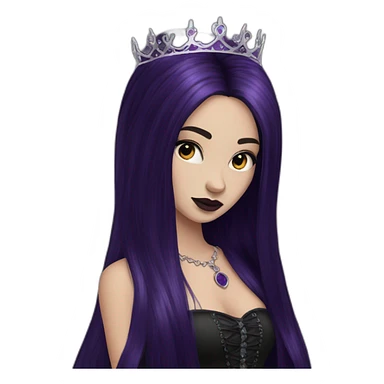 Queen gothic girl long dark black and purple hair sticker