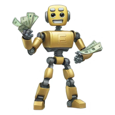 robot flexing money sticker