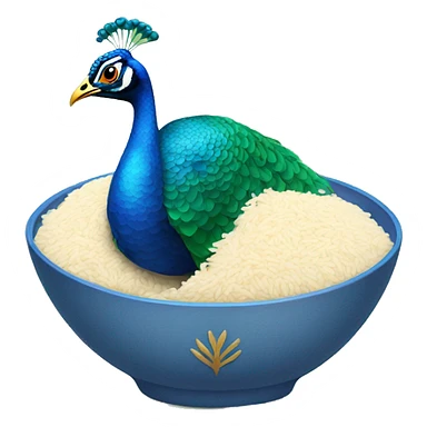 peacock in a bowl of rice sticker