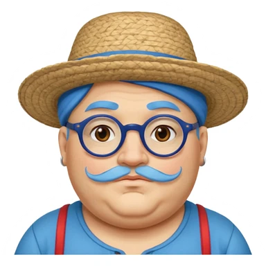 very tattoed face, normal glassess, fat venice gondolier with iconic hat and blue hair woman sticker