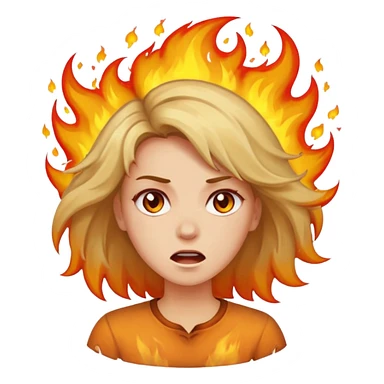 Woman with hair on fire freaking out with stress sticker