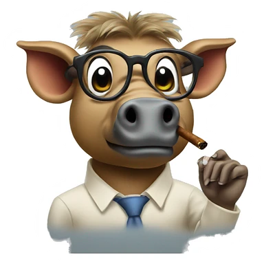 A warthog smoking a cigar with glasses sticker