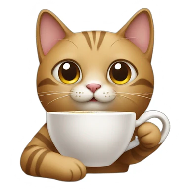 cat holding coffee with relax expression sticker