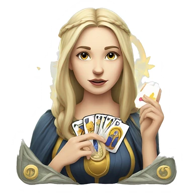 white girl and tarot card with corwn on had sticker