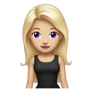 Blonde girl with violet eyes wearing a short black dress sticker
