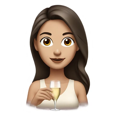 White girl with long dark brown hair and brown eyes with glass of champagne  sticker