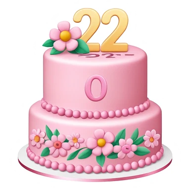 make a floral pastel(more pink) cake that is aesthetic with the number 2 and 0 on it sticker