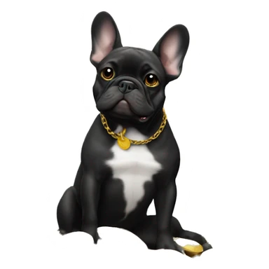 Black-and-tan French bulldog sitting on gold coins sticker