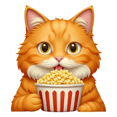 cat eat pop corn sticker